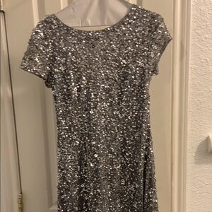 Adrianna Papell Glittering Silver  Dress